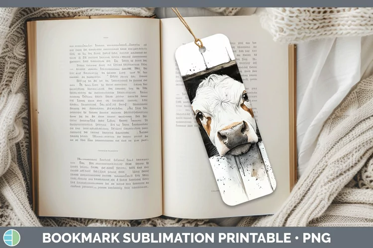 Watercolor Cow Bookmark Sublimation Printable Designs