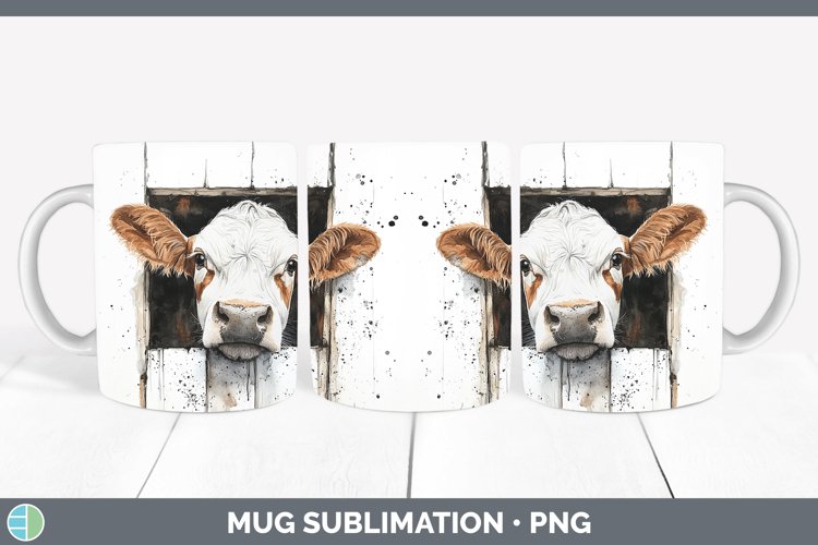 Watercolor Cow Mug Wrap Sublimation Coffee Cup Designs
