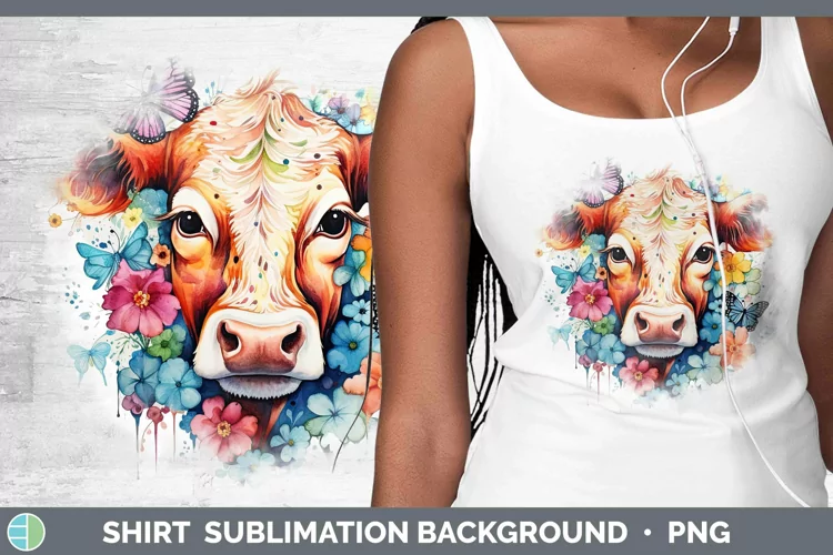 Watercolor Cow Shirt | Sublimation Sublimation Background De
