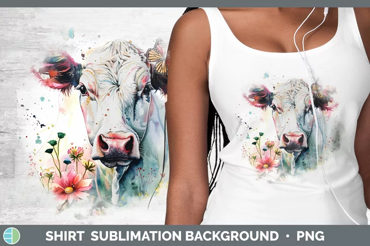 Watercolor Cow Shirt Sublimation Sublimation Background Desi
