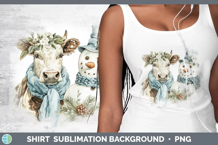 Christmas Snowman Cow Shirt Sublimation Background Designs