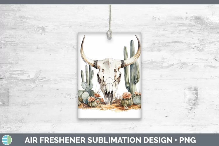Watercolor Cow Skull Air Freshener Sublimation Car Freshener