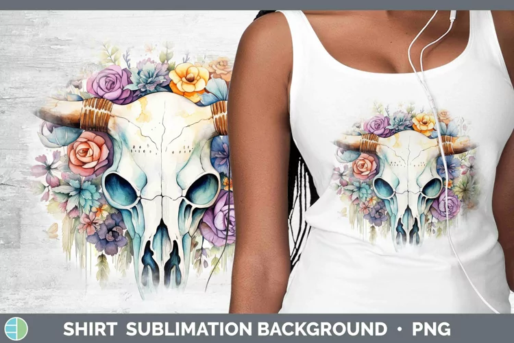Watercolor Cow Skull Shirt | Sublimation Sublimation Backgro