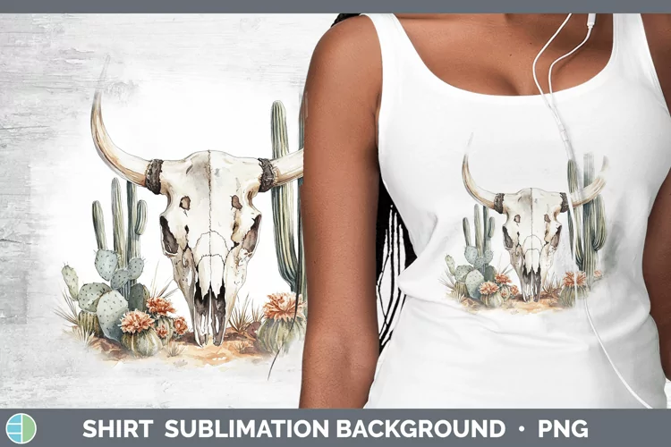 Watercolor Cow Skull Shirt Sublimation Sublimation Backgroun