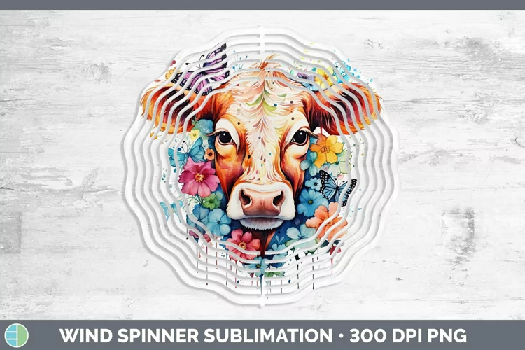 Watercolor Cow Wind Spinner Sublimation Spinner Designs