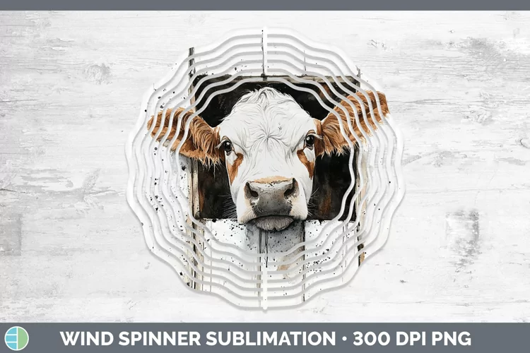 Watercolor Cow Wind Spinner Sublimation Spinner Designs