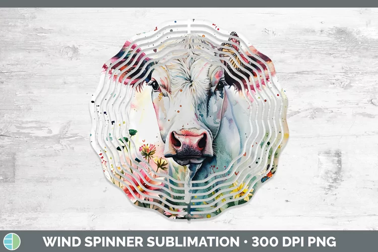 Watercolor Cow Wind Spinner Sublimation Spinner Designs