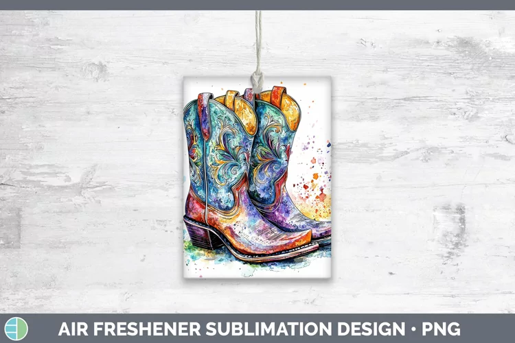 Watercolor Cowboy Boots Air Freshener Sublimation Car Freshe