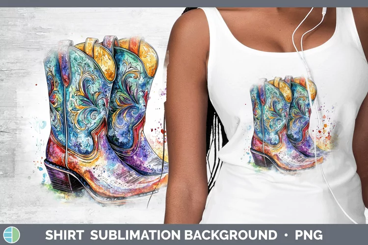 Watercolor Cowboy Boots Shirt Sublimation Sublimation Backgr