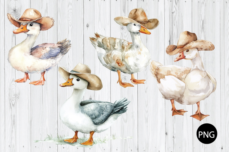 Watercolor Cowboy Duck PNG, Cowboy Duck PNG, Duck PNG