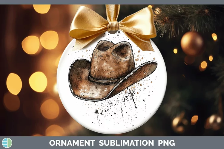 Watercolor Cowboy Hat Ornament Sublimation Bauble Designs