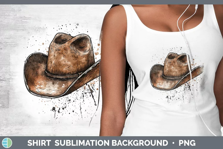 Watercolor Cowboy Hat Shirt Sublimation Sublimation Backgrou