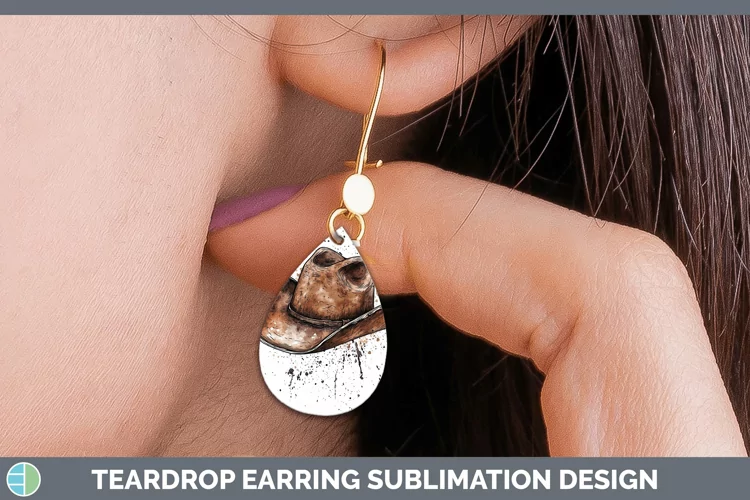 Watercolor Cowboy Hat Teardrop Earrings Sublimation Earrings