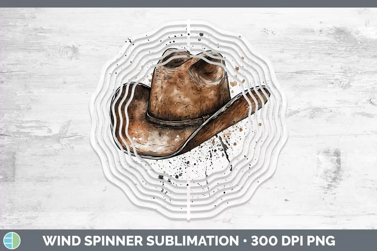 Watercolor Cowboy Hat Wind Spinner Sublimation Spinner Desig