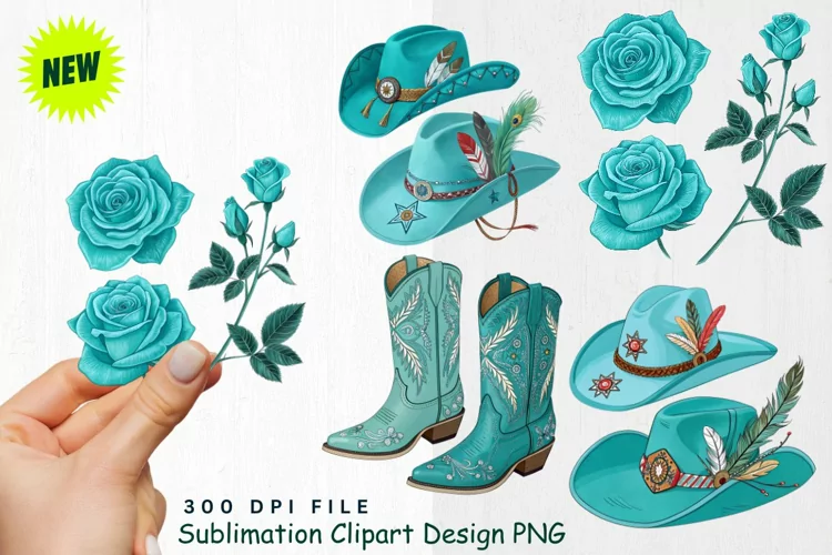 Watercolor Cowgirl Valentine Clipart PNG