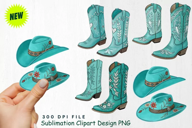 Watercolor Cowgirl Valentine Clipart PNG