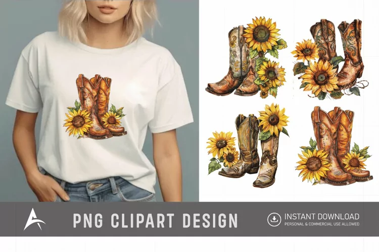 Watercolor Cowgirl Boots Clipart