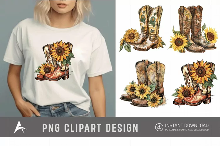 Watercolor Cowgirl Boots Clipart
