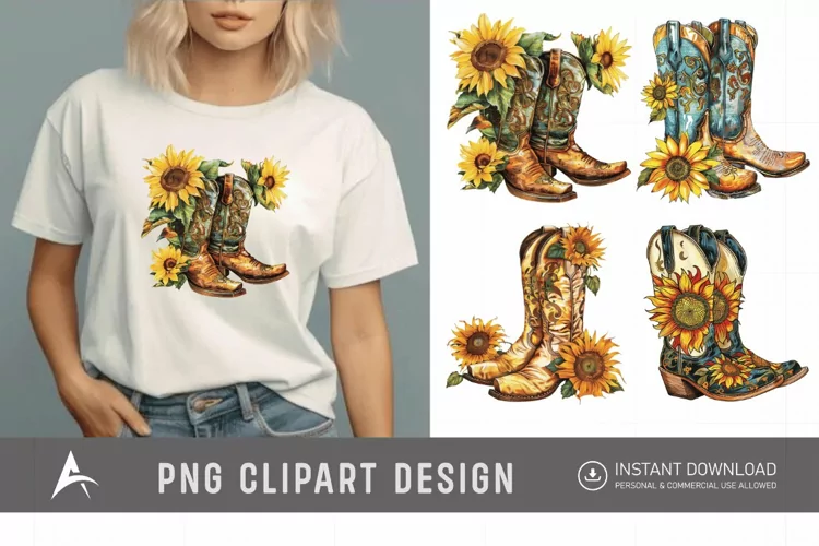 Watercolor Cowgirl Boots Clipart