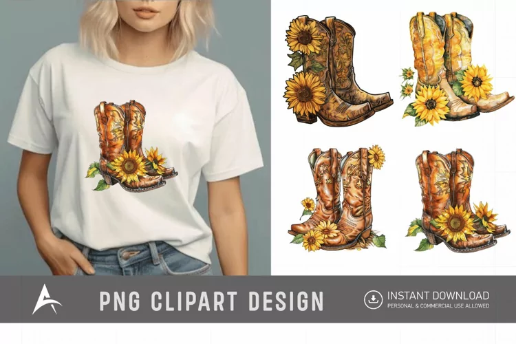 Watercolor Cowgirl Boots Clipart