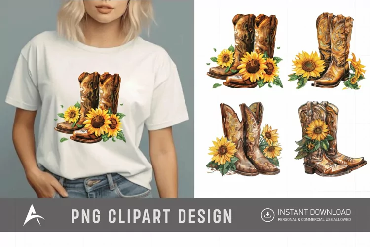 Watercolor Cowgirl Boots Clipart