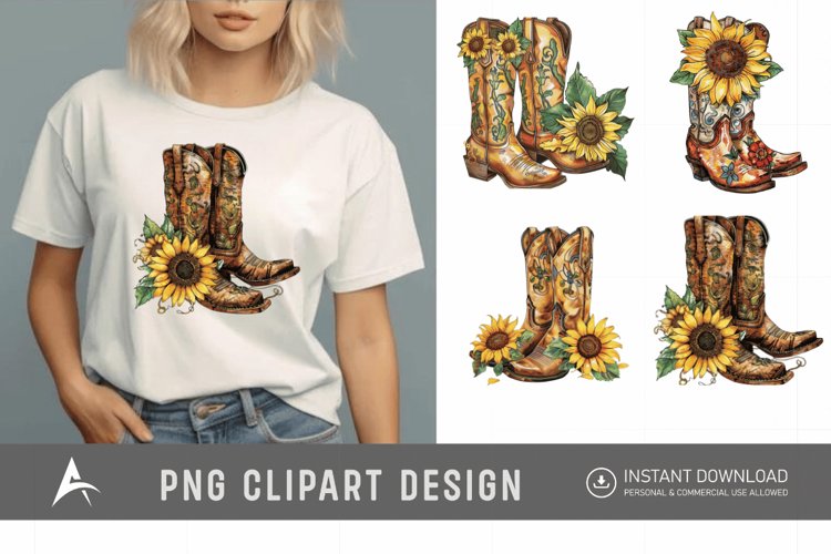 Watercolor Cowgirl Boots Clipart
