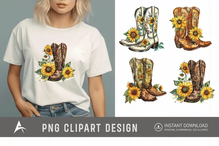 Watercolor Cowgirl Boots Clipart