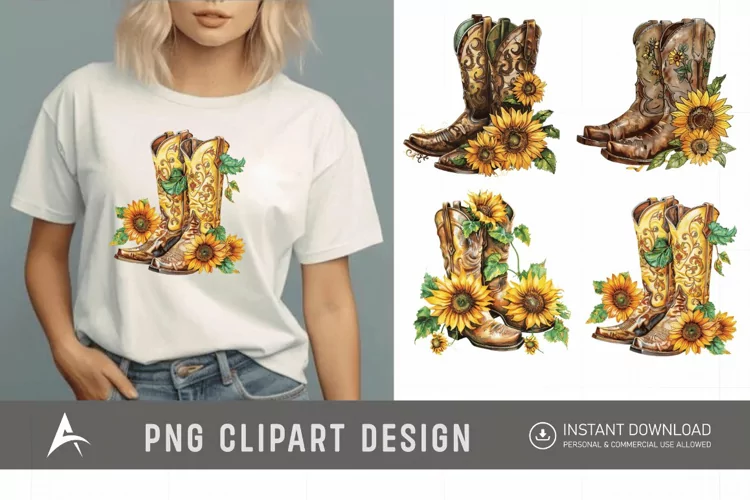 Watercolor Cowgirl Boots Clipart