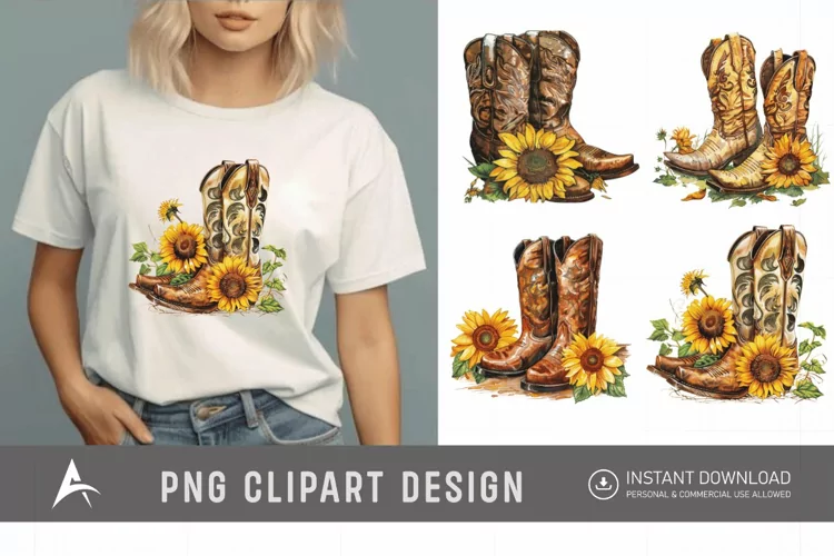 Watercolor Cowgirl Boots Clipart