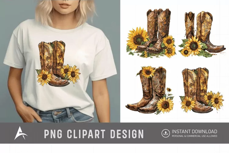 Watercolor Cowgirl Boots Clipart