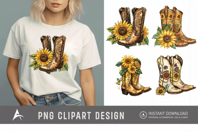 Watercolor Cowgirl Boots Clipart
