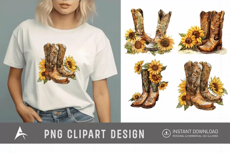 Watercolor Cowgirl Boots Clipart