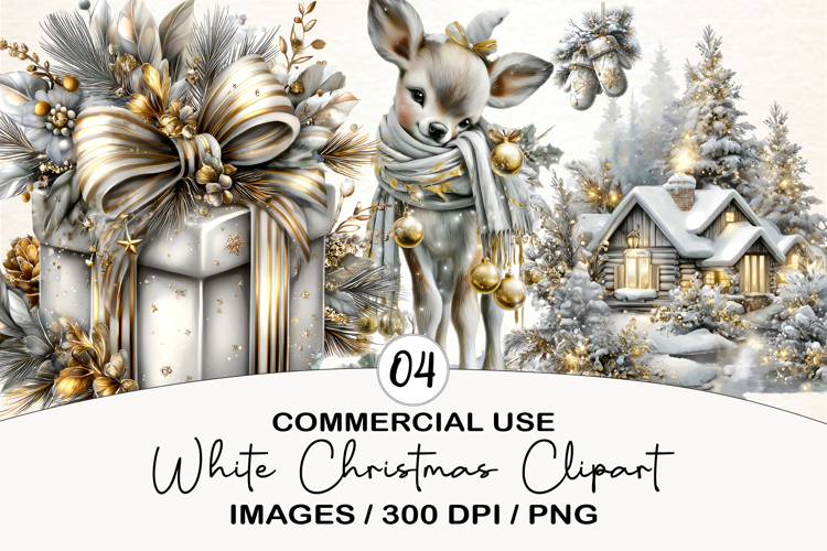Watercolor Cozy White Christmas Clipart