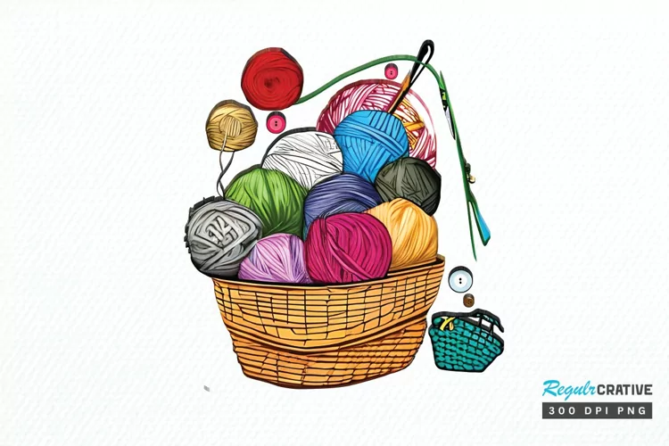 Watercolor Crochet Knitting PNG Clipart