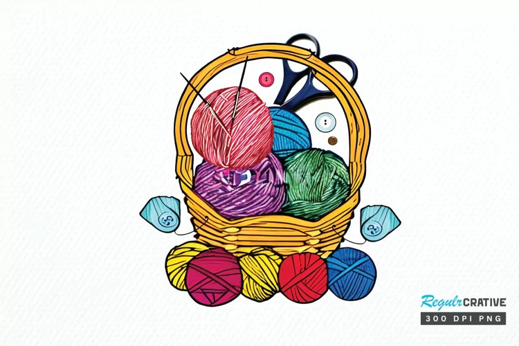 Watercolor Crochet Knitting PNG Clipart