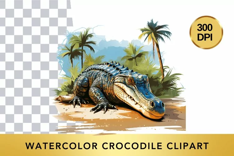 Watercolor crocodile Clipart , Animal Sublimation PNG