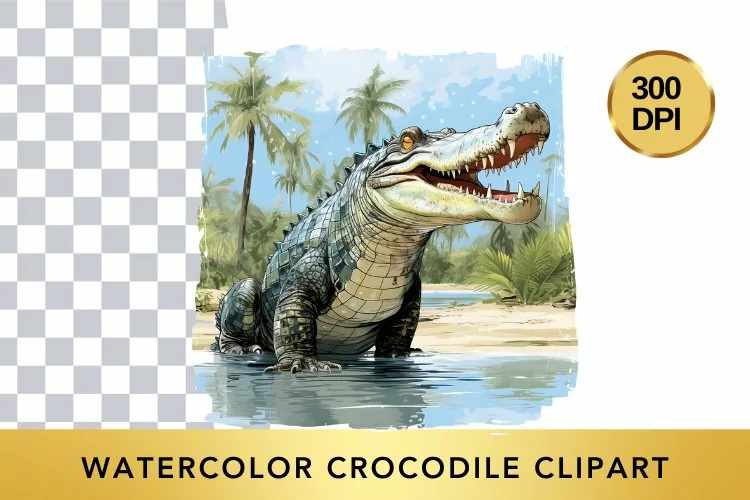 Watercolor crocodile Clipart , Animal Sublimation PNG