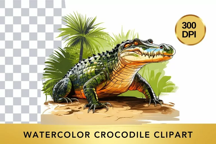 Watercolor crocodile Clipart , Animal Sublimation PNG