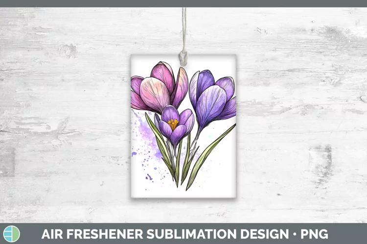 Watercolor Crocus Air Freshener Sublimation Car Freshener De