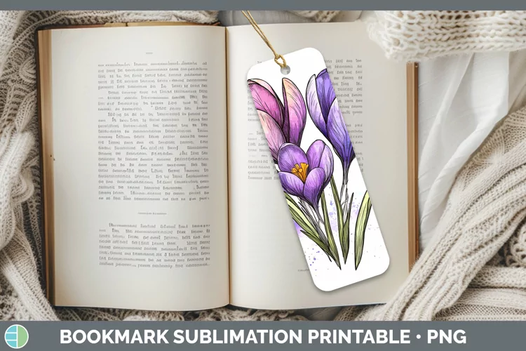Watercolor Crocus Bookmark Sublimation Printable Designs