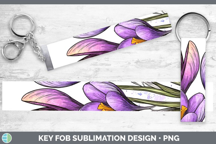 Watercolor Crocus Key Fob Sublimation Wristlet Designs