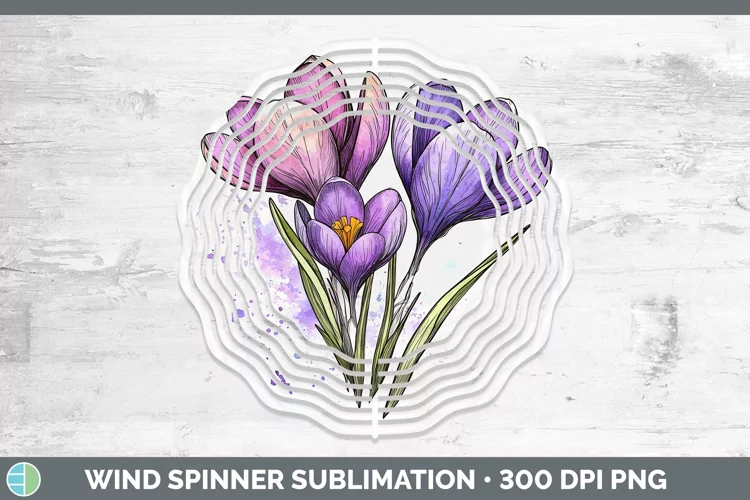 Watercolor Crocus Wind Spinner Sublimation Spinner Designs