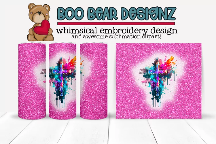 Watercolor Cross Sublimation tumbler design