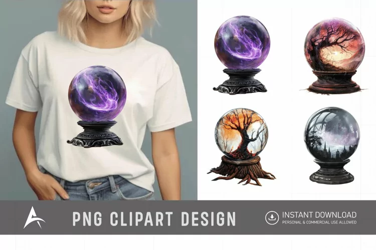 Watercolor Crystal Ball Clipart
