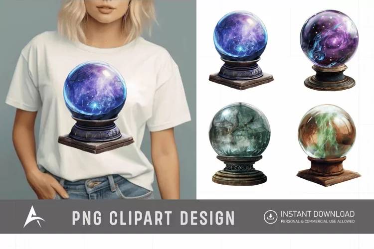 Watercolor Crystal Ball Clipart