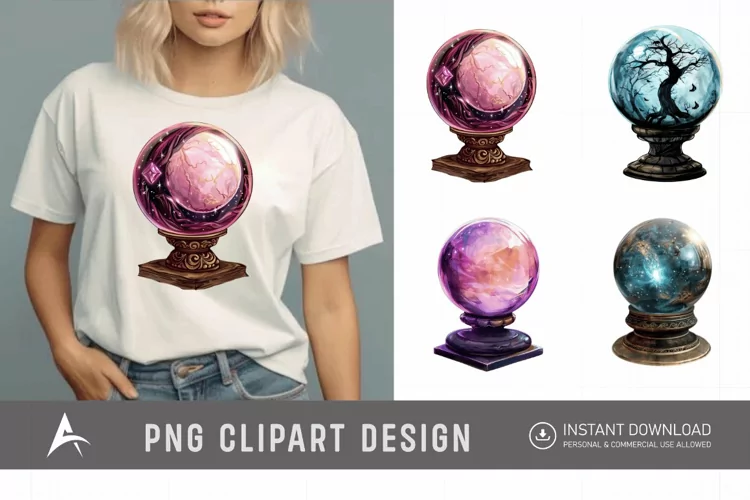 Watercolor Crystal Ball Clipart