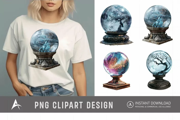 Watercolor Crystal Ball Clipart