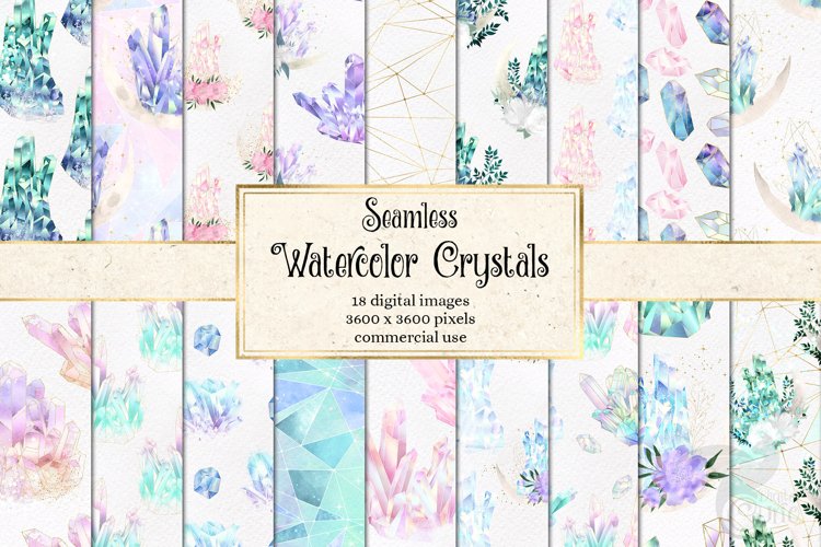 Watercolor Crystal Digital Paper example image 1