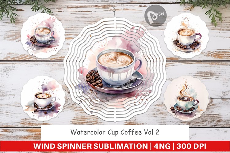 Wind Spinner Watercolor Coffee Cup example image 1