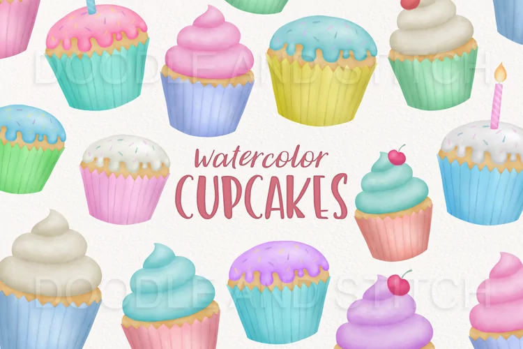 Cute Cupcake Clipart Illustrations